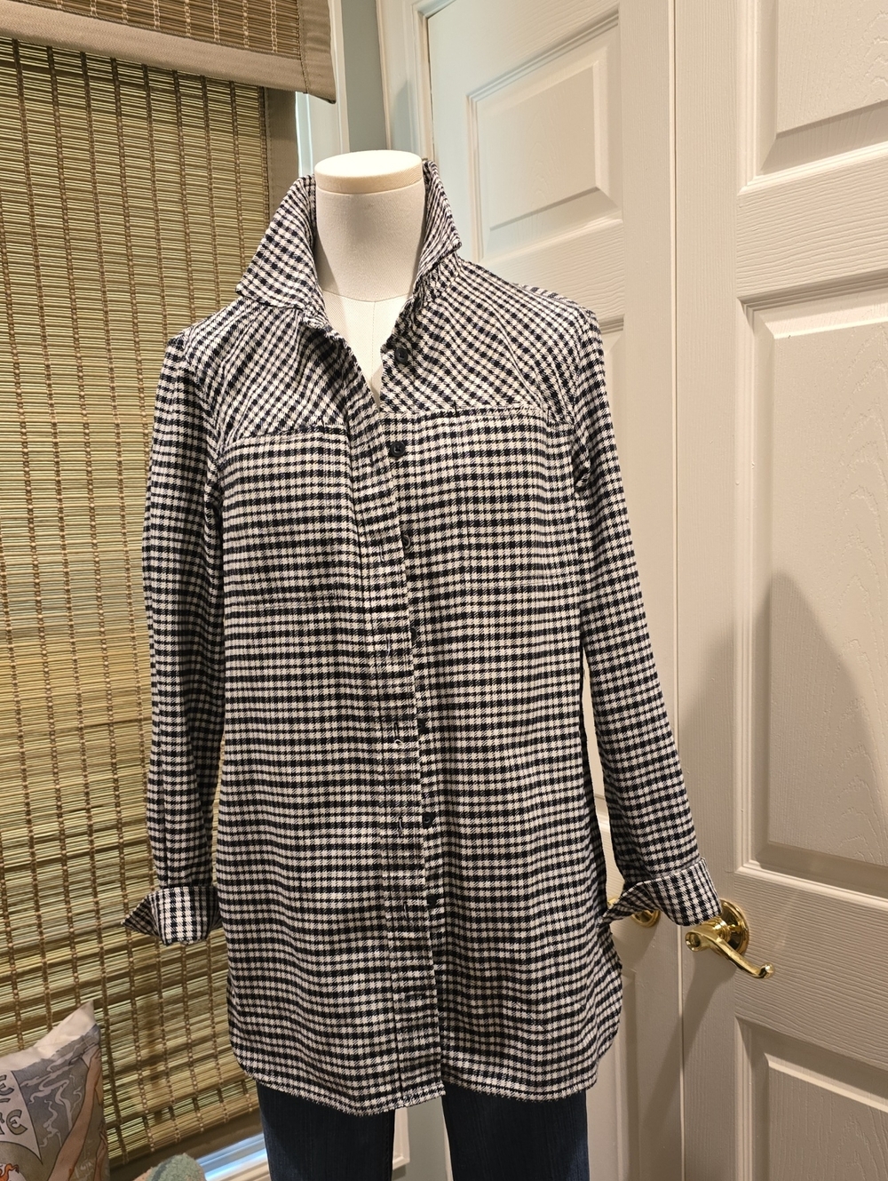 Duluth Trading Co Black and White Gingham Button-Up Jacket